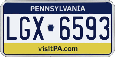 PA license plate LGX6593