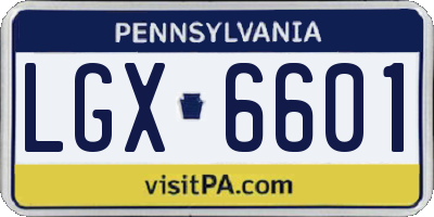 PA license plate LGX6601