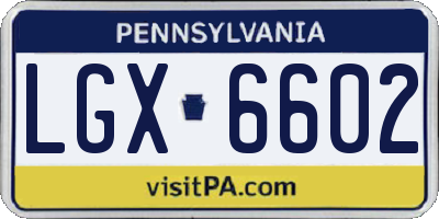 PA license plate LGX6602