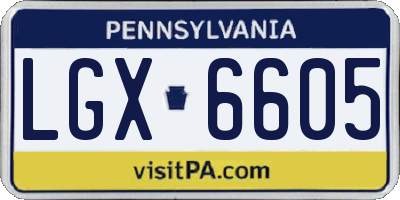 PA license plate LGX6605