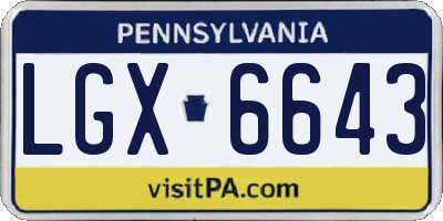 PA license plate LGX6643