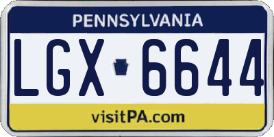 PA license plate LGX6644