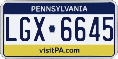 PA license plate LGX6645