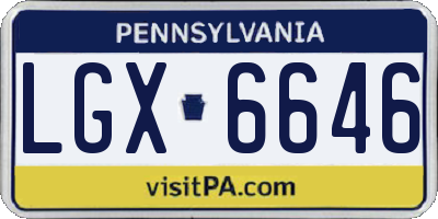 PA license plate LGX6646