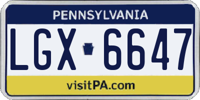 PA license plate LGX6647