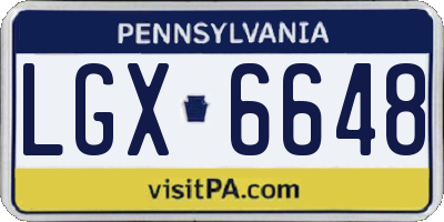 PA license plate LGX6648