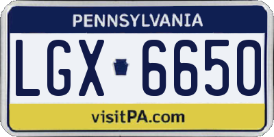 PA license plate LGX6650