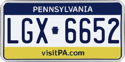 PA license plate LGX6652