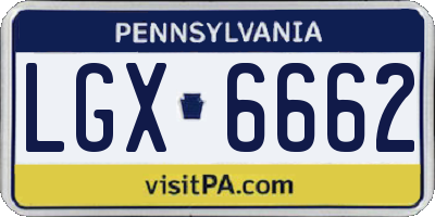 PA license plate LGX6662