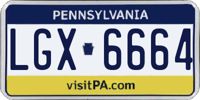 PA license plate LGX6664