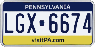 PA license plate LGX6674