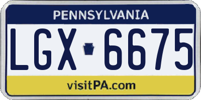 PA license plate LGX6675