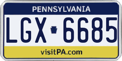 PA license plate LGX6685