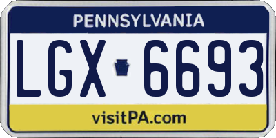 PA license plate LGX6693