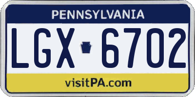 PA license plate LGX6702