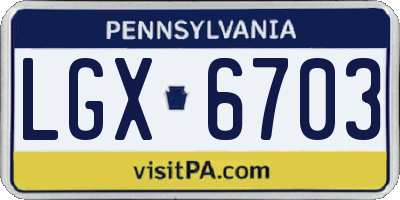 PA license plate LGX6703