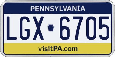PA license plate LGX6705
