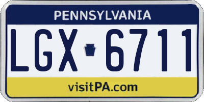 PA license plate LGX6711
