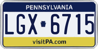 PA license plate LGX6715
