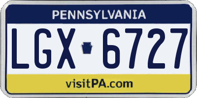 PA license plate LGX6727