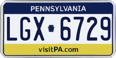PA license plate LGX6729