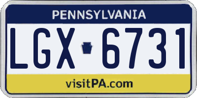 PA license plate LGX6731