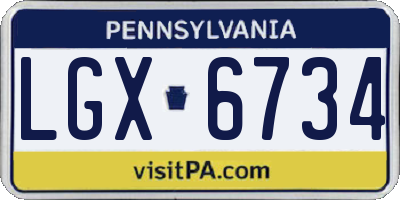 PA license plate LGX6734