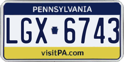 PA license plate LGX6743