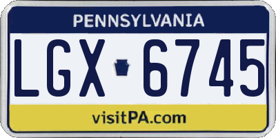PA license plate LGX6745