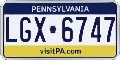 PA license plate LGX6747
