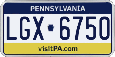 PA license plate LGX6750