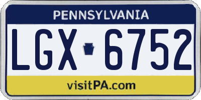 PA license plate LGX6752