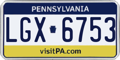 PA license plate LGX6753