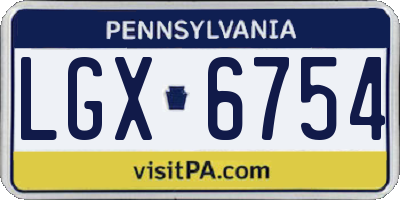 PA license plate LGX6754