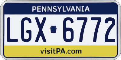 PA license plate LGX6772