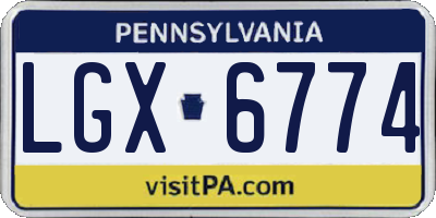 PA license plate LGX6774