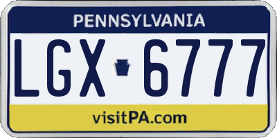 PA license plate LGX6777