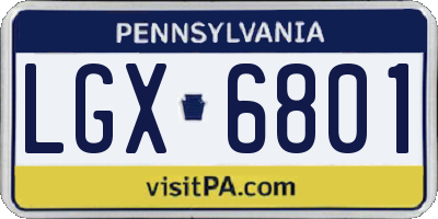 PA license plate LGX6801