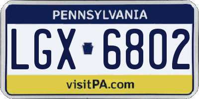 PA license plate LGX6802