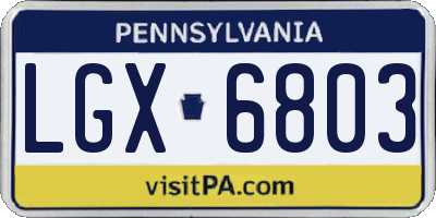 PA license plate LGX6803