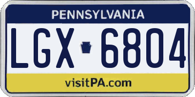 PA license plate LGX6804