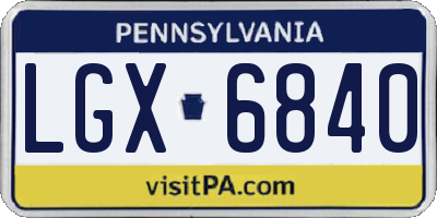 PA license plate LGX6840