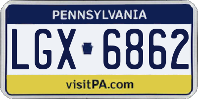 PA license plate LGX6862