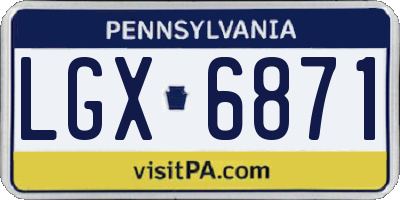 PA license plate LGX6871