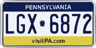 PA license plate LGX6872