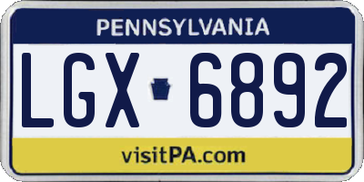 PA license plate LGX6892