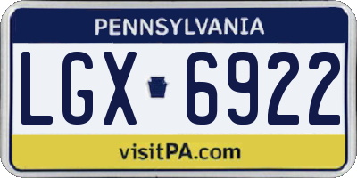 PA license plate LGX6922