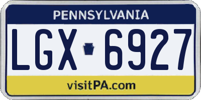 PA license plate LGX6927