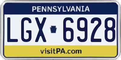 PA license plate LGX6928