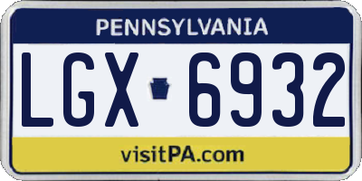 PA license plate LGX6932